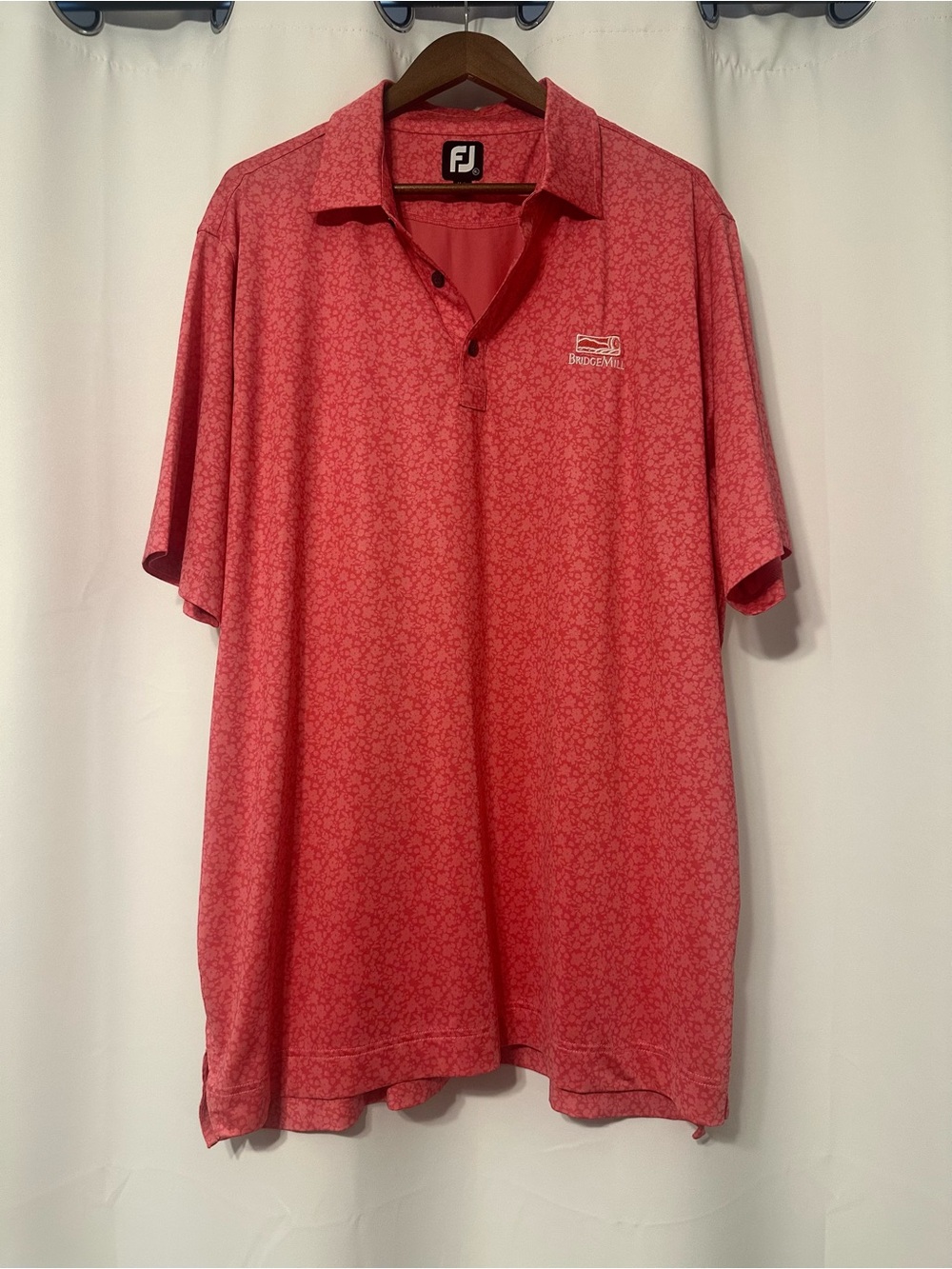 FootJoy Men’s XL Coral-Pink Microprint Performance Golf Polo